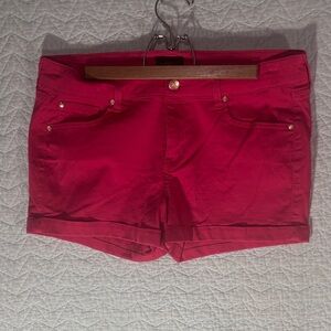 Celebrity Pink Bright Pink Cuffed Denim Shorts
